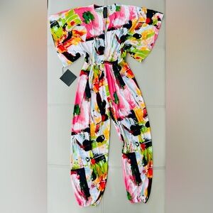 NWT! Norma Kamali 
Rectangle Jog Jumpsuit 
in Watermelon Check 
Size XS/34